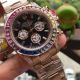 Perfect Replica Rolex Daytona Rainbow Diamond Bezel Rose Gold Band 43mm Watch (3)_th.jpg